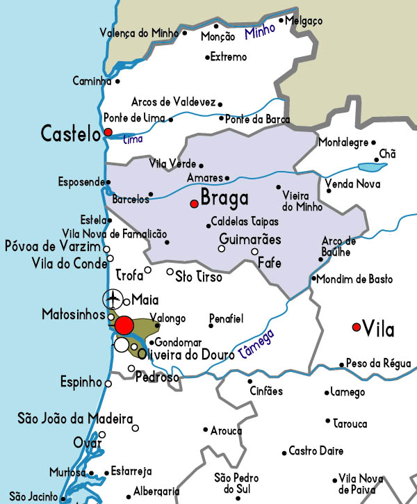 Mapa De Braga Travelguía Portugal 3073